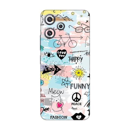 Cat Doodles Pastel Mobile Skin For Redmi 12 4G