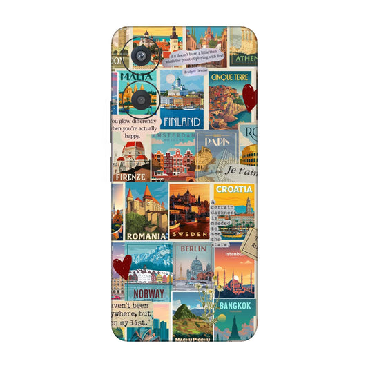 Vintage Travel Sticker Bomb Mobile Skin For Redmi 13C 5g