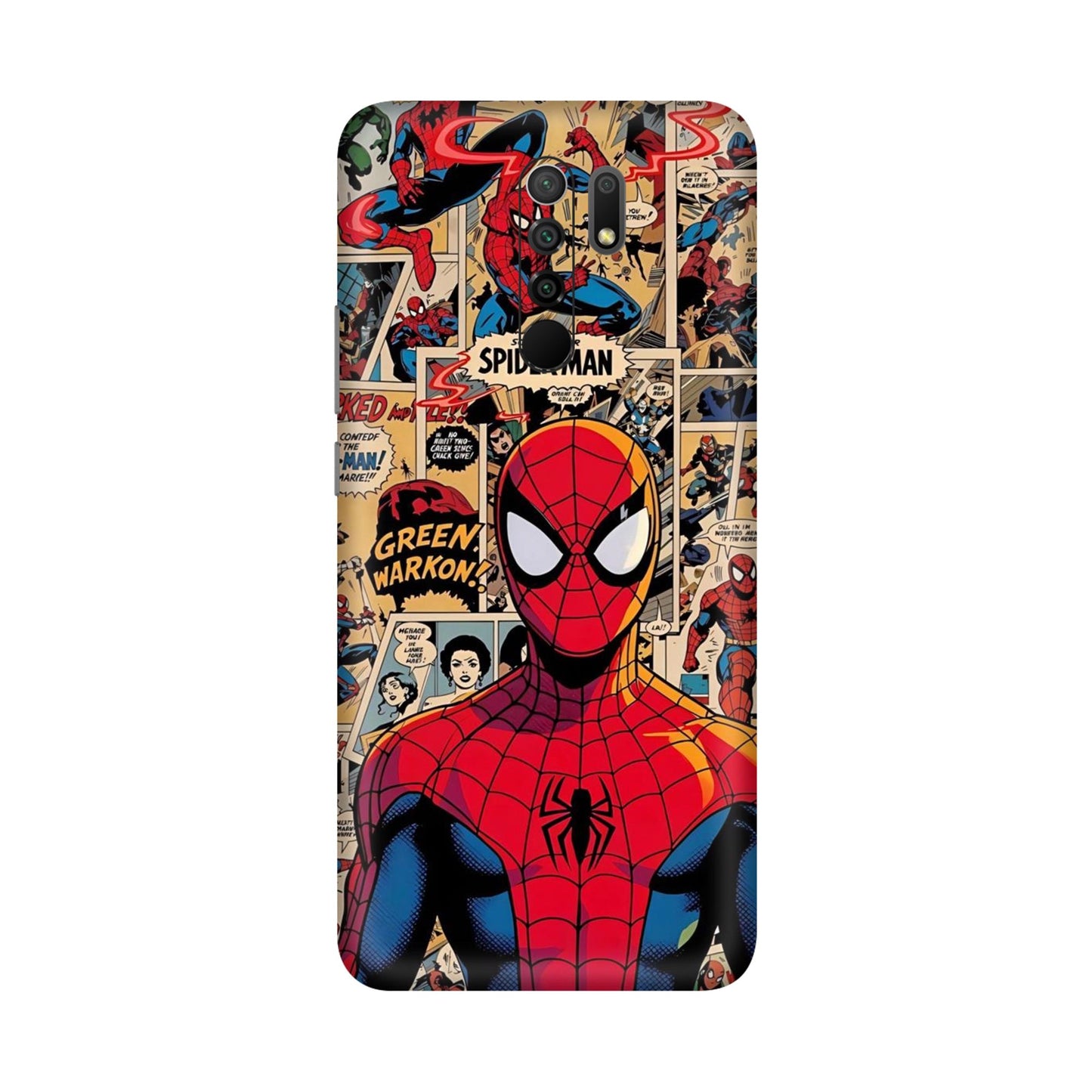 Vintage Comic Panel Spider Man Mobile Skin For Redmi 9