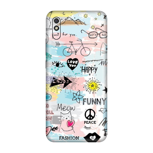 Cat Doodles Pastel Mobile Skin For Redmi 9A