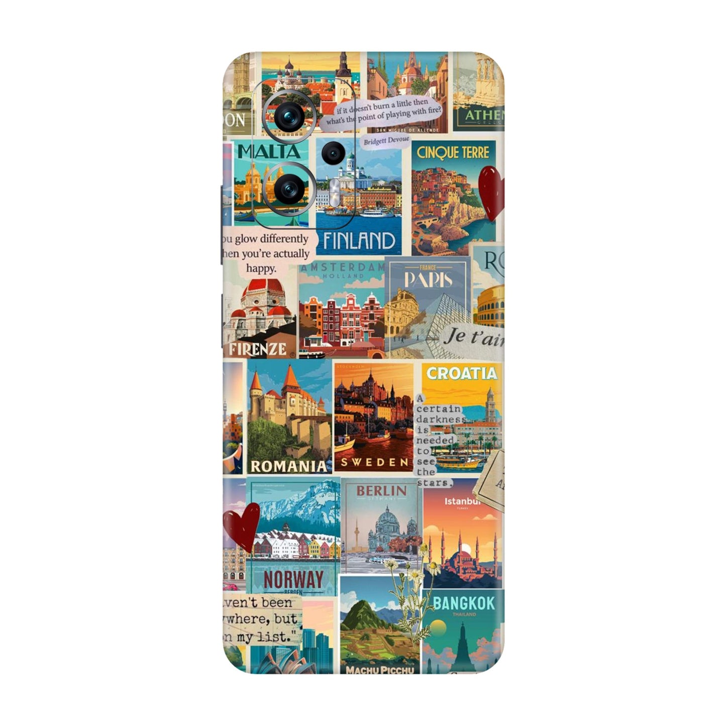 Vintage Travel Sticker Bomb Mobile Skin For Redmi K50i 5g