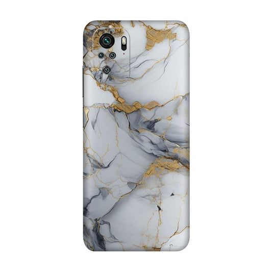 White Gold Luxury Marble Mobile Skin For Redmi Note 10