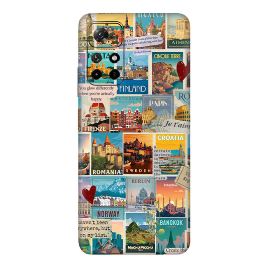 Vintage Travel Sticker Bomb Mobile Skin For Redmi Note 11T 5g