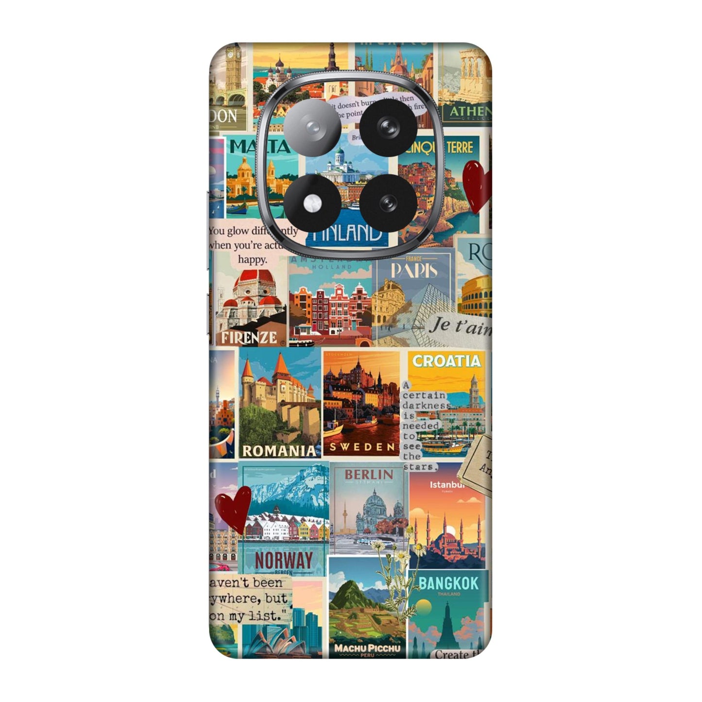 Vintage Travel Sticker Bomb Mobile Skin For Redmi Note 14 Pro Plus 5g