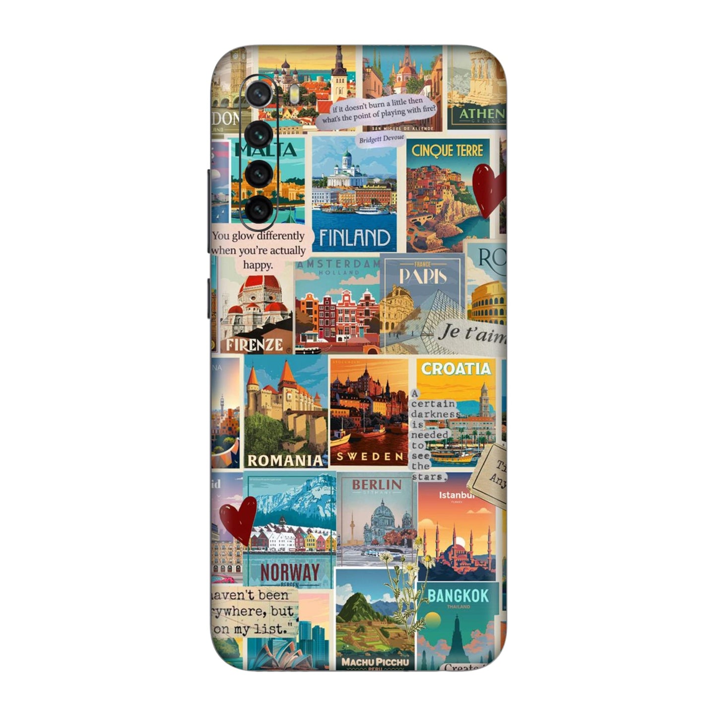 Vintage Travel Sticker Bomb Mobile Skin For Redmi Note 8