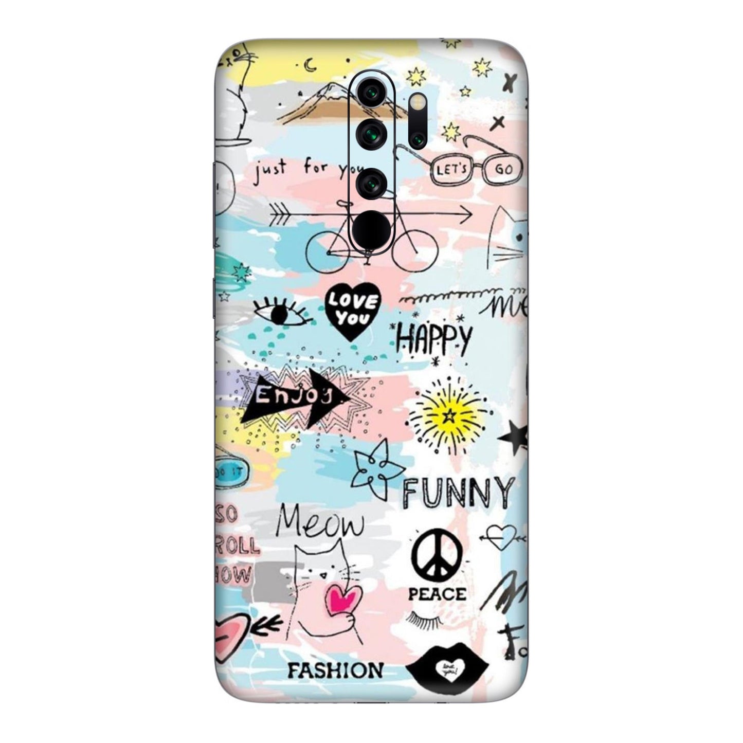 Cat Doodles Pastel Mobile Skin For Redmi Note 8 Pro
