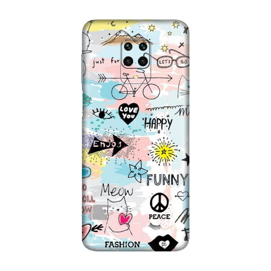 Cat Doodles Pastel Mobile Skin For Redmi Note 9s