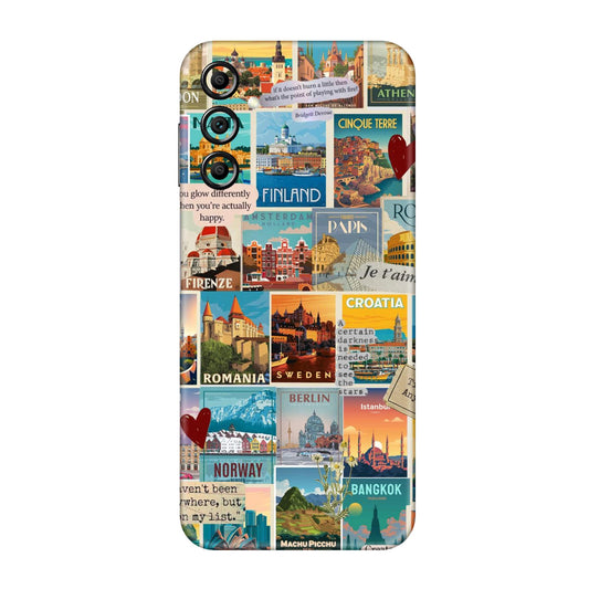 Vintage Travel Sticker Bomb Mobile Skin For Samsung Galaxy A14 5g