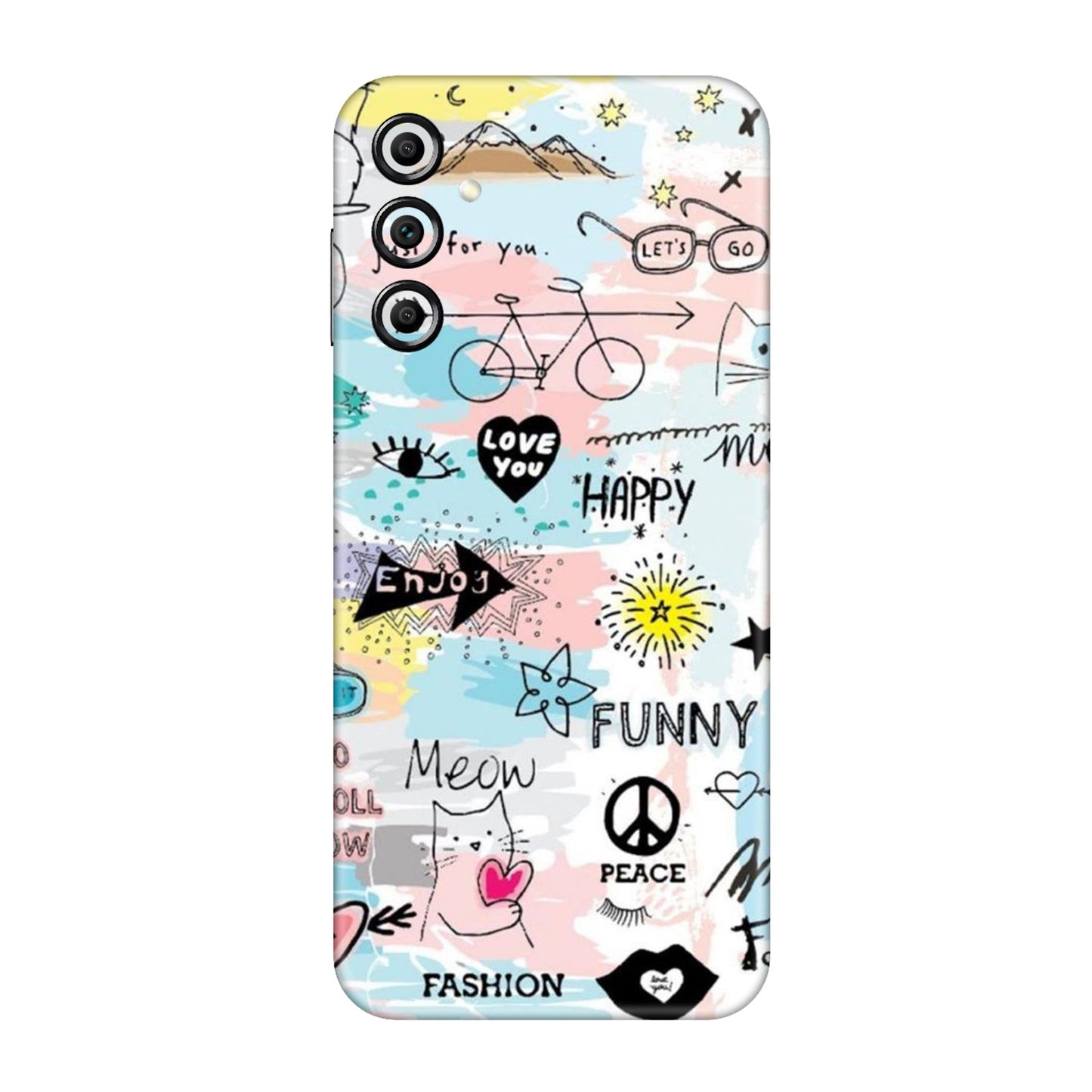 Cat Doodles Pastel Mobile Skin For Samsung Galaxy A14 5g