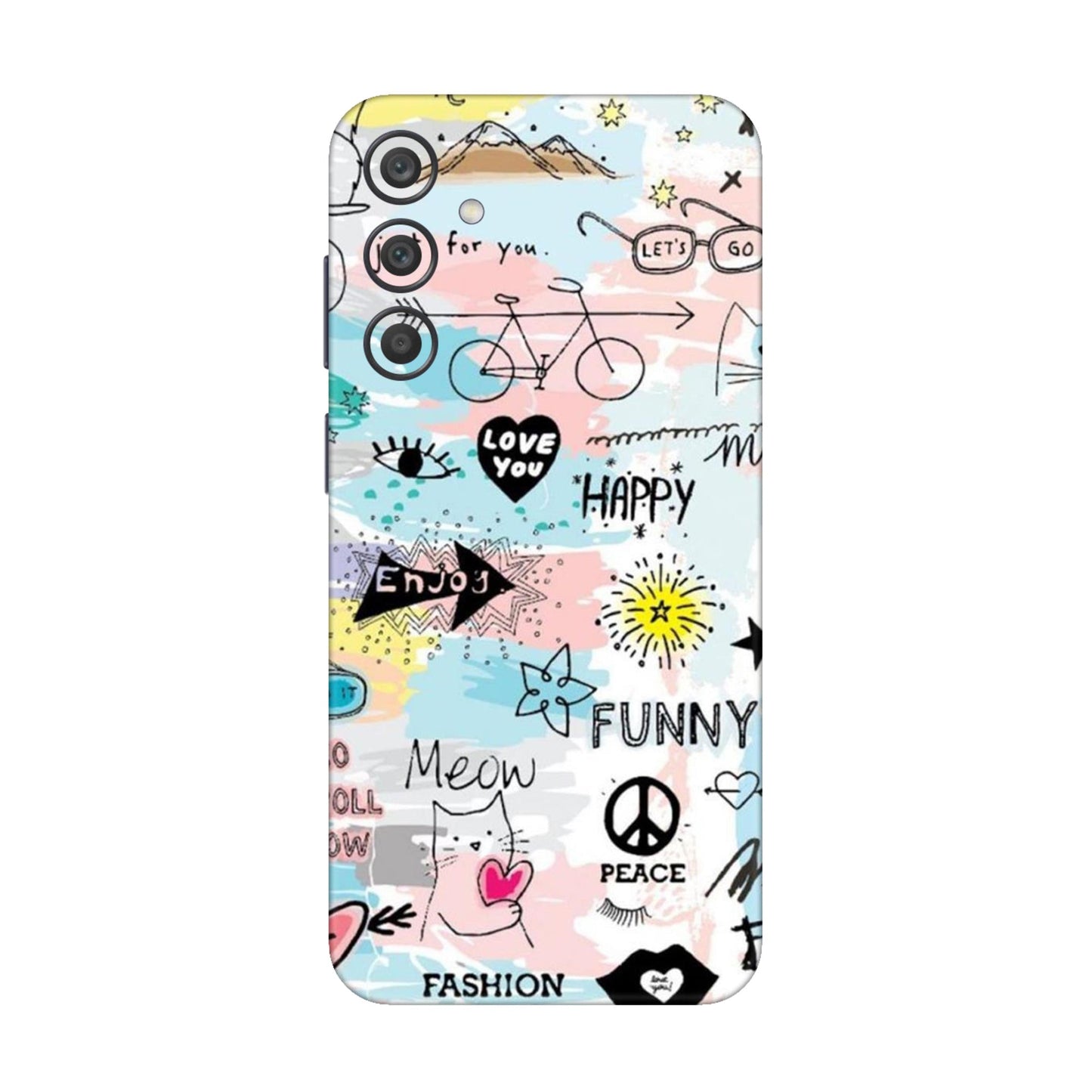 Cat Doodles Pastel Mobile Skin For Samsung Galaxy A15 5g