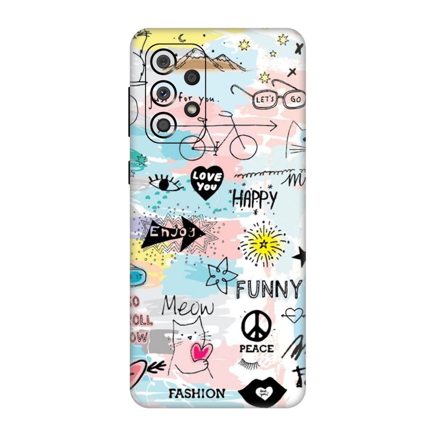 Cat Doodles Pastel Mobile Skin For Samsung Galaxy A33 5g