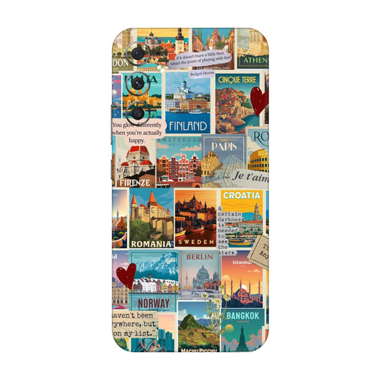 Vintage Travel Sticker Bomb Mobile Skin For Samsung Galaxy A34 5g