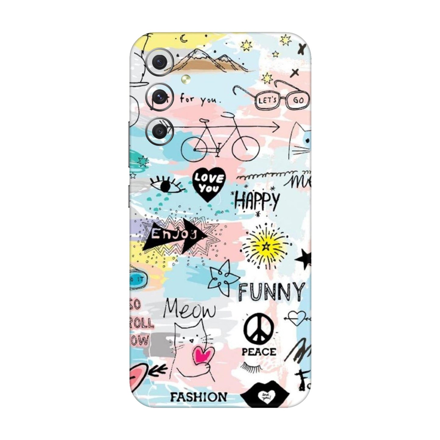 Cat Doodles Pastel Mobile Skin For Samsung Galaxy A34 5g
