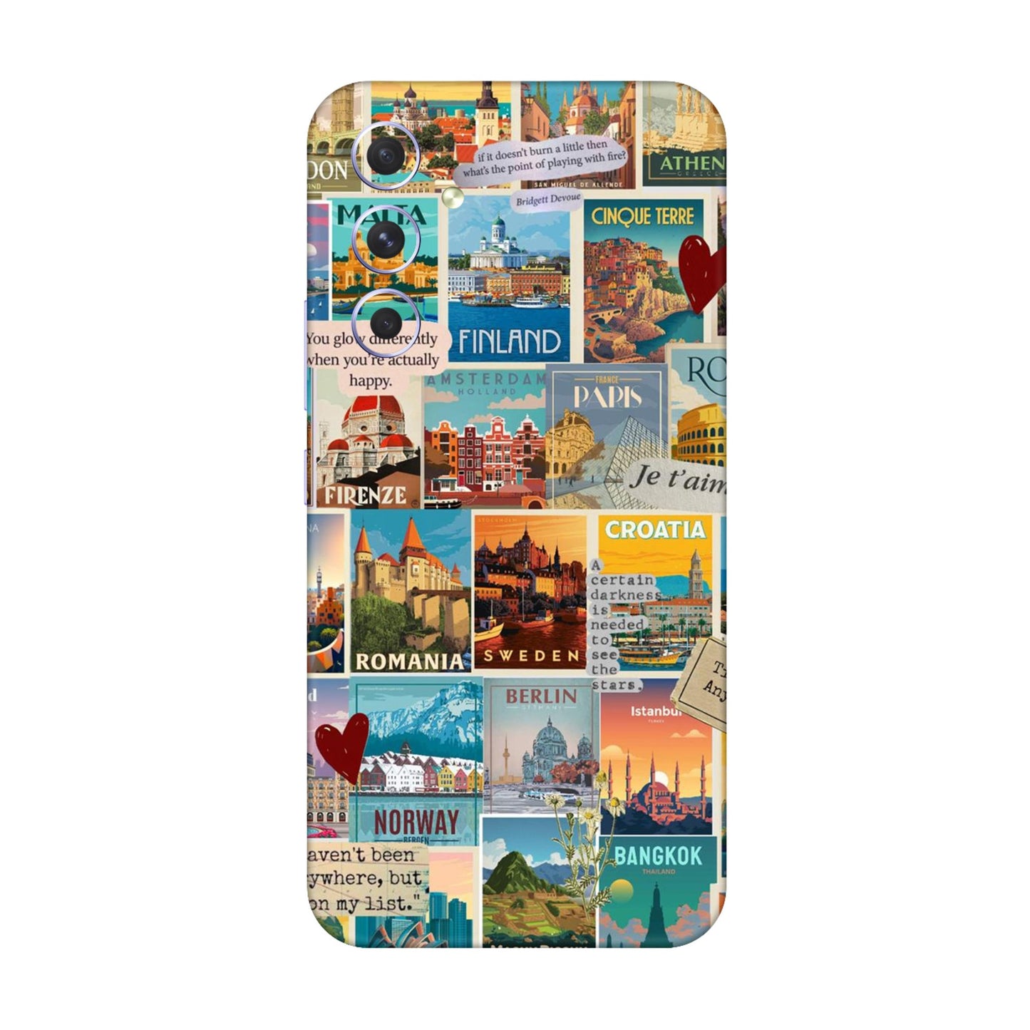 Vintage Travel Sticker Bomb Mobile Skin For Samsung Galaxy A54 5g