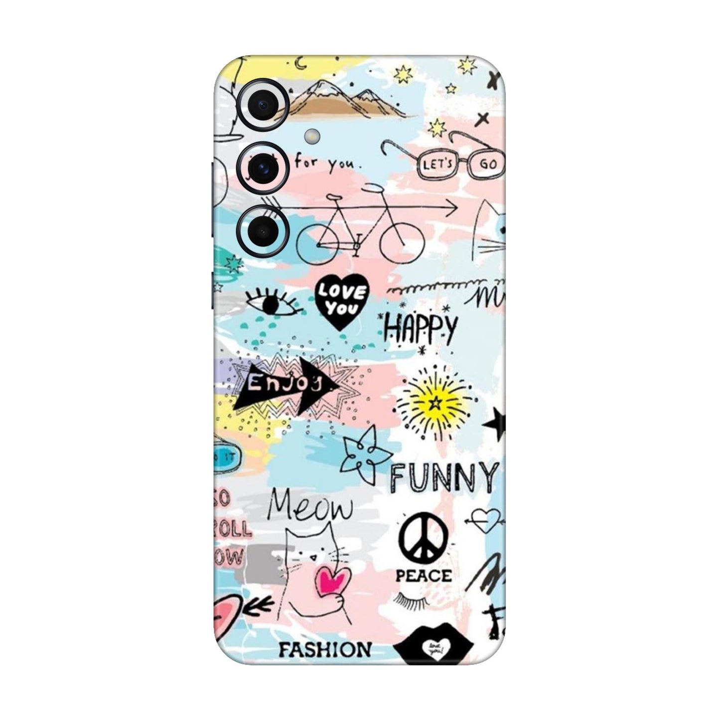 Cat Doodles Pastel Mobile Skin For Samsung Galaxy A55 5g