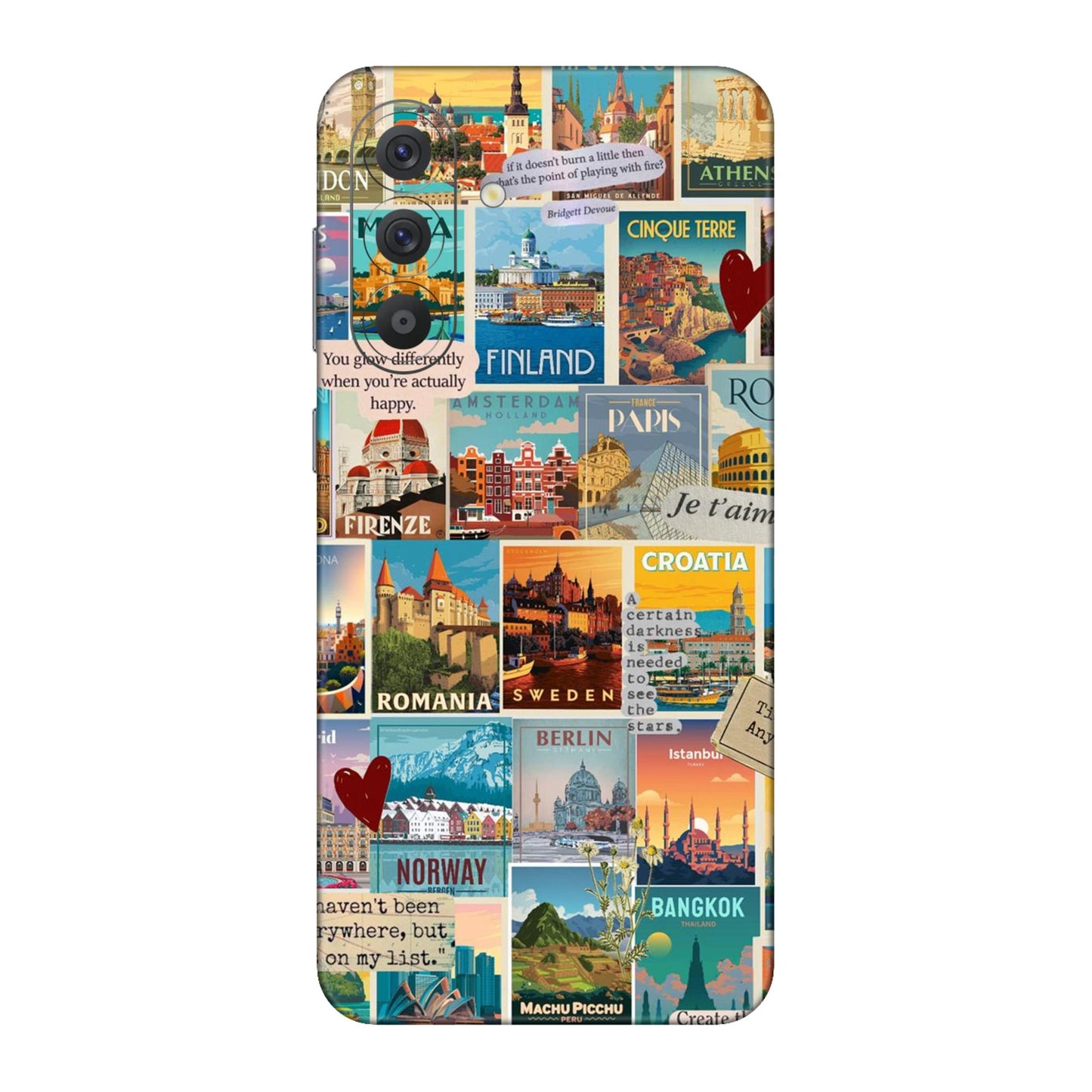 Vintage Travel Sticker Bomb Mobile Skin For Samsung Galaxy A56 5g