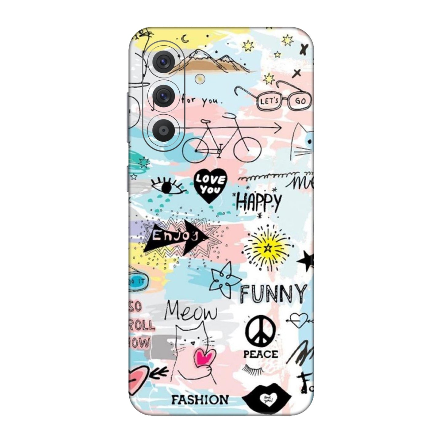 Cat Doodles Pastel Mobile Skin For Samsung Galaxy A56 5g