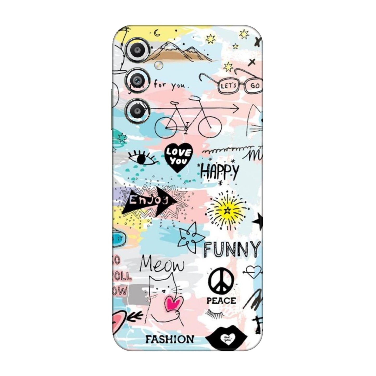 Cat Doodles Pastel Mobile Skin For Samsung Galaxy F14 4g