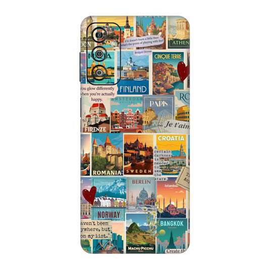 Vintage Travel Sticker Bomb Mobile Skin For Samsung Galaxy F23 5g