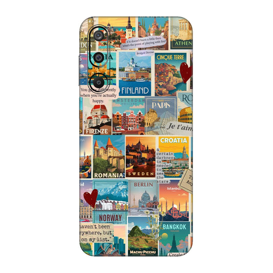 Vintage Travel Sticker Bomb Mobile Skin For Samsung Galaxy M16 5g