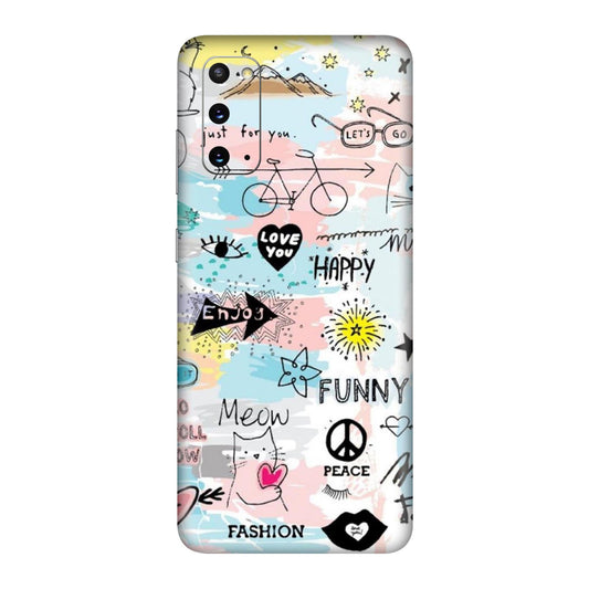 Cat Doodles Pastel Mobile Skin For Samsung Galaxy S20
