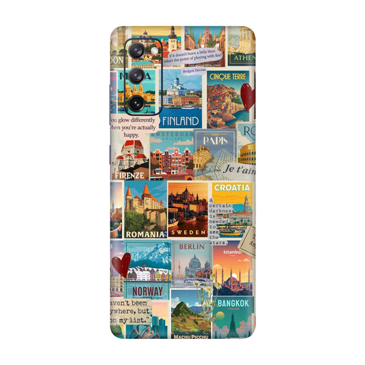 Vintage Travel Sticker Bomb Mobile Skin For Samsung Galaxy S20 Fe