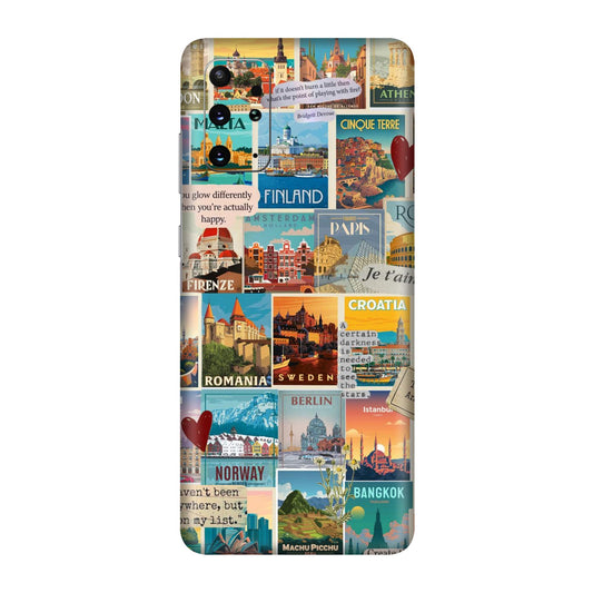 Vintage Travel Sticker Bomb Mobile Skin For Samsung Galaxy S20 Plus