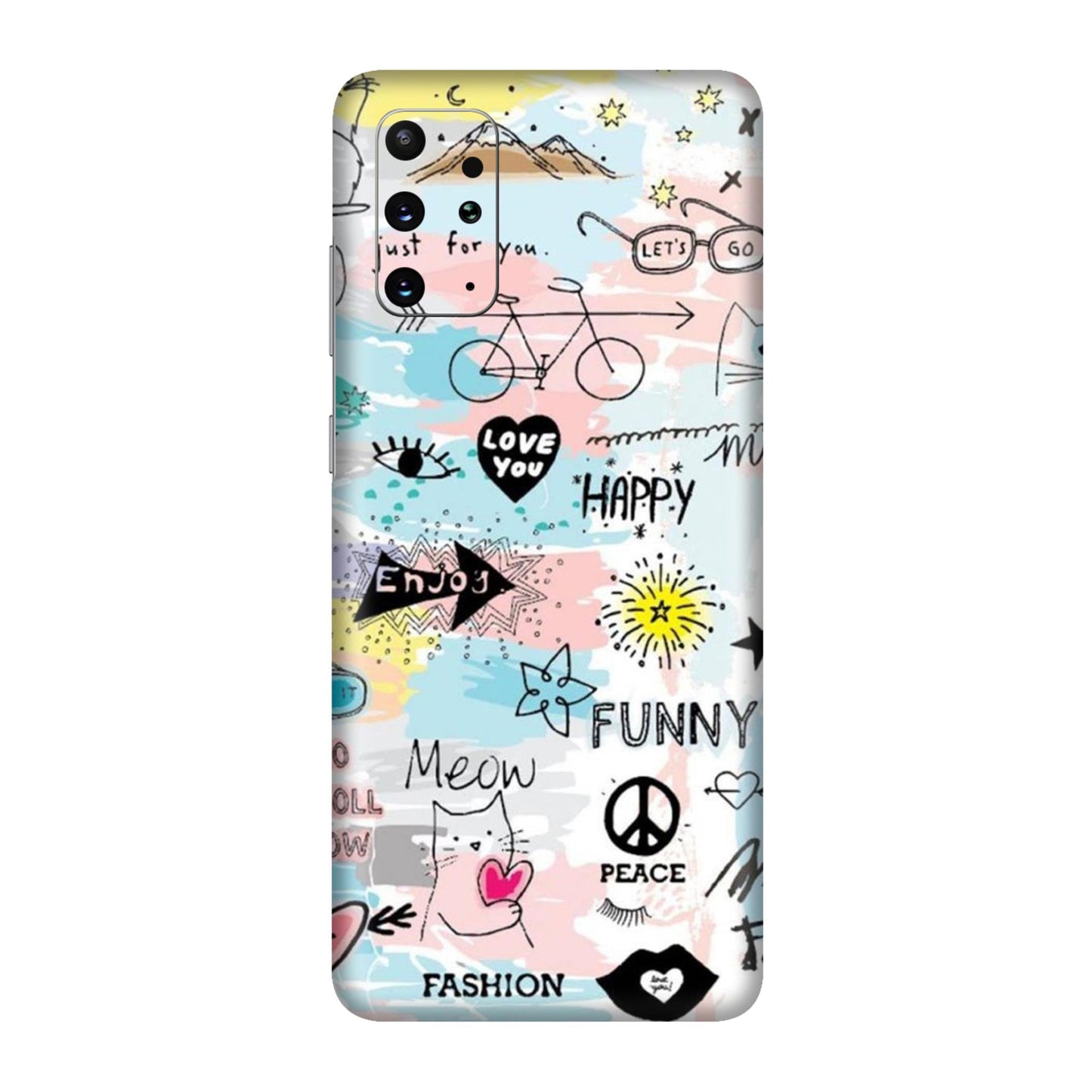 Cat Doodles Pastel Mobile Skin For Samsung Galaxy S20 Plus