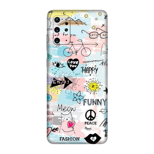 Cat Doodles Pastel Mobile Skin For Samsung Galaxy S20 Plus