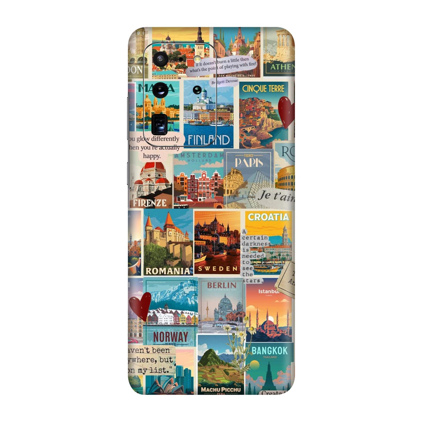 Vintage Travel Sticker Bomb Mobile Skin For Samsung Galaxy S20 Ultra