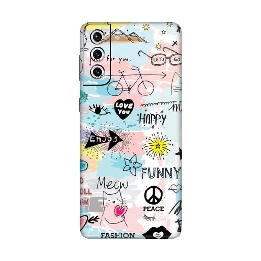Cat Doodles Pastel Mobile Skin For Samsung Galaxy S21 5g