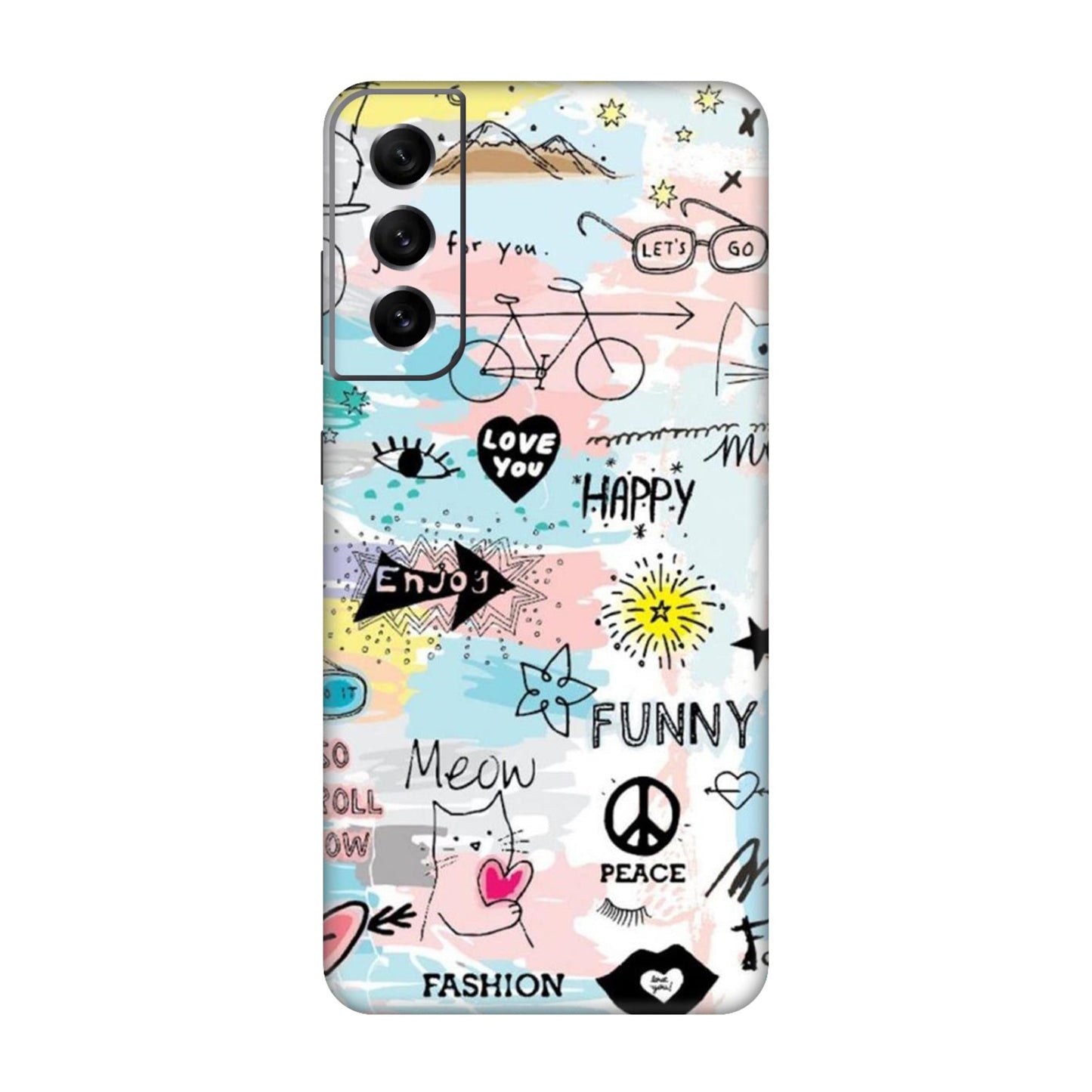 Cat Doodles Pastel Mobile Skin For Samsung Galaxy S21 Fe 5g