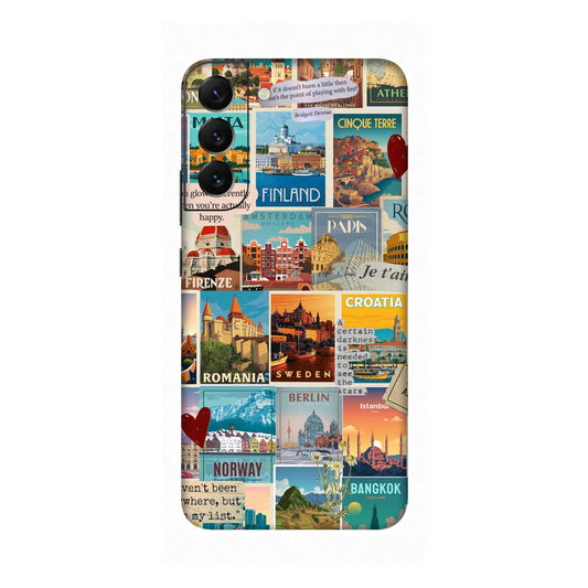 Vintage Travel Sticker Bomb Mobile Skin For Samsung Galaxy S22 Plus