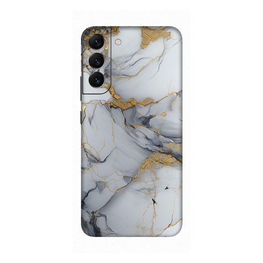 White Gold Luxury Marble Mobile Skin For Samsung Galaxy S22 Plus