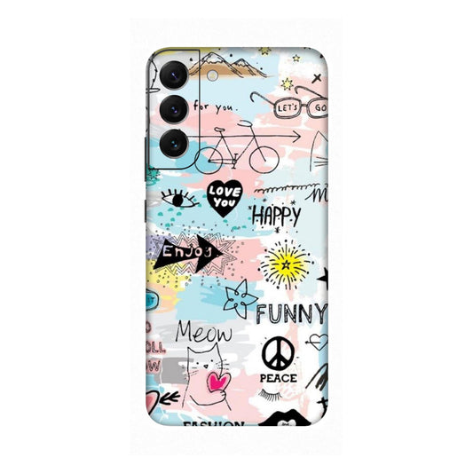Cat Doodles Pastel Mobile Skin For Samsung Galaxy S22 Plus
