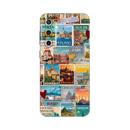 Vintage Travel Sticker Bomb Mobile Skin For Samsung Galaxy S23 Fe 5g