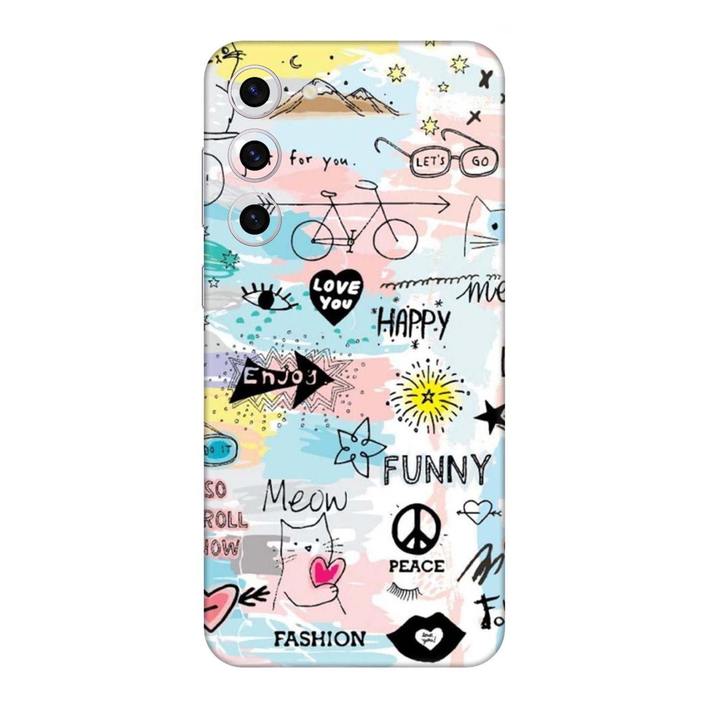 Cat Doodles Pastel Mobile Skin For Samsung Galaxy S23 Plus 5g