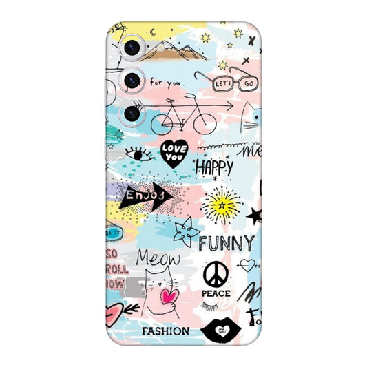 Cat Doodles Pastel Mobile Skin For Samsung Galaxy S23 Plus 5g