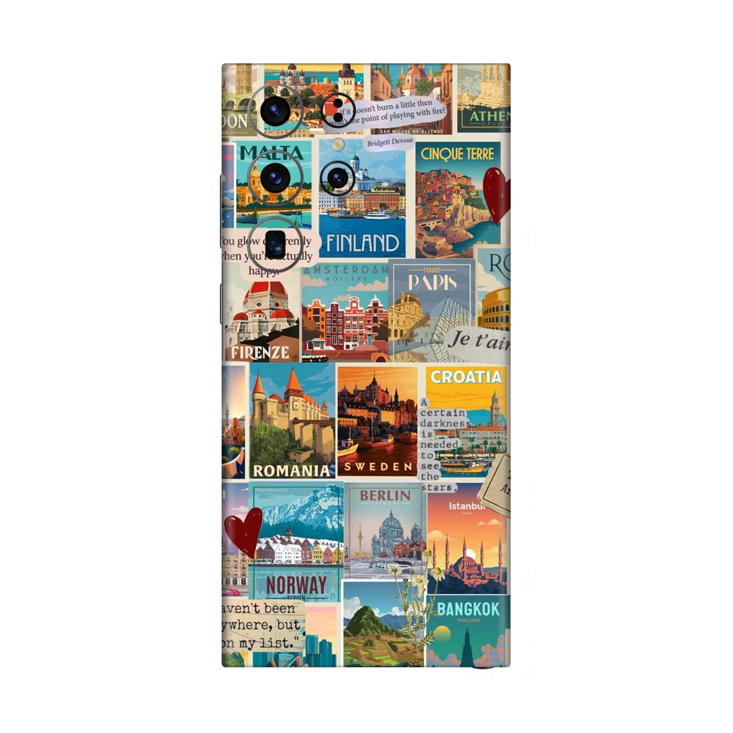 Vintage Travel Sticker Bomb Mobile Skin For Samsung Galaxy S23 Ultra 5g