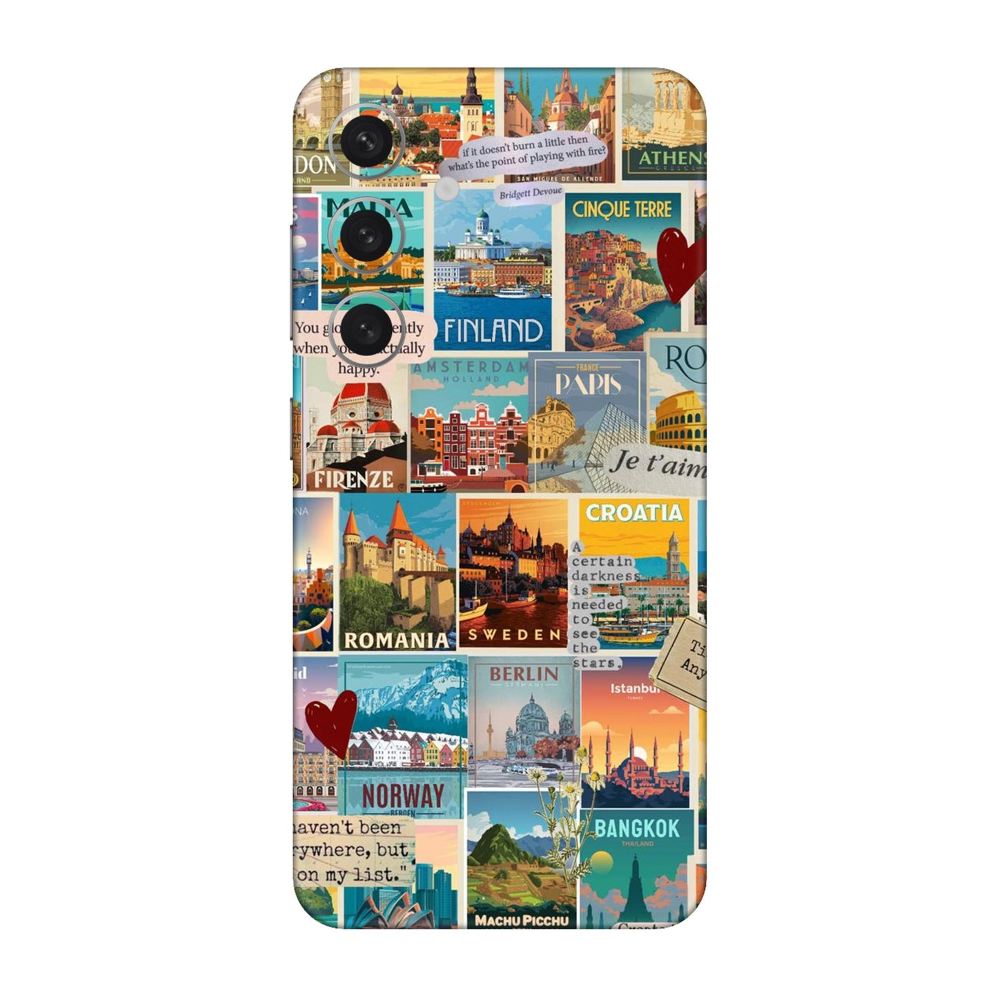 Vintage Travel Sticker Bomb Mobile Skin For Samsung Galaxy S24 5g