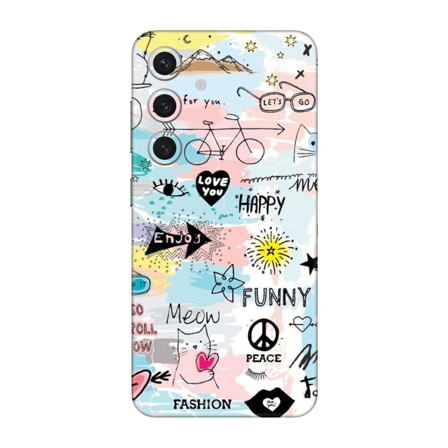 Cat Doodles Pastel Mobile Skin For Samsung Galaxy S24 5g