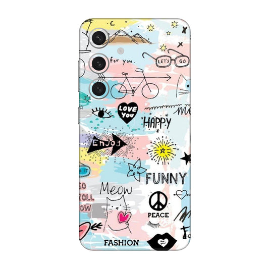 Cat Doodles Pastel Mobile Skin For Samsung Galaxy S24 5g