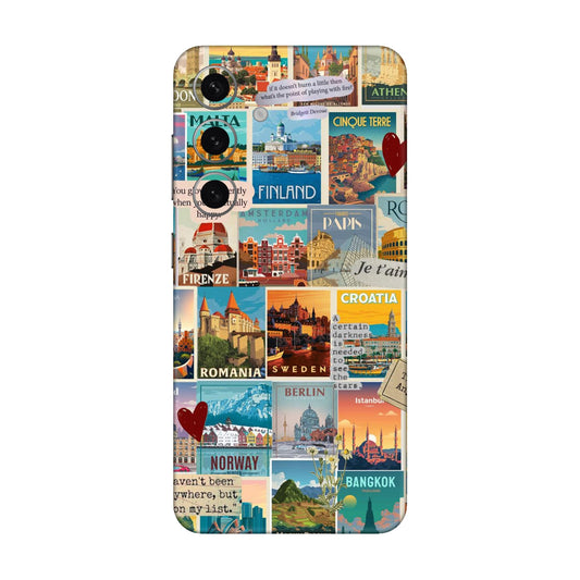 Vintage Travel Sticker Bomb Mobile Skin For Samsung Galaxy S24 Plus 5g