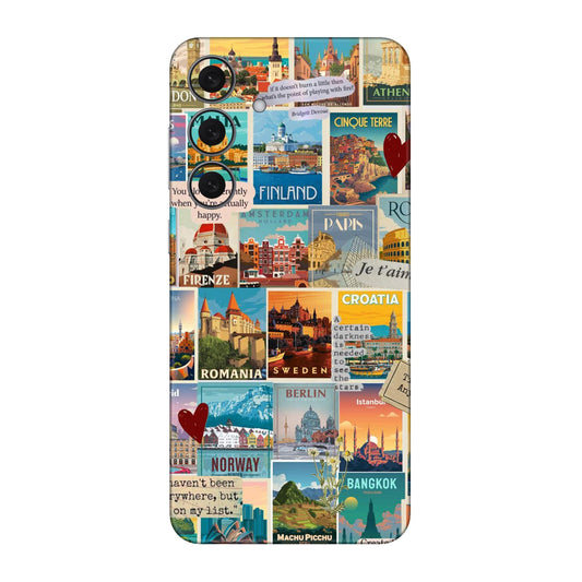Vintage Travel Sticker Bomb Mobile Skin For Samsung Galaxy S25 Fe 5g