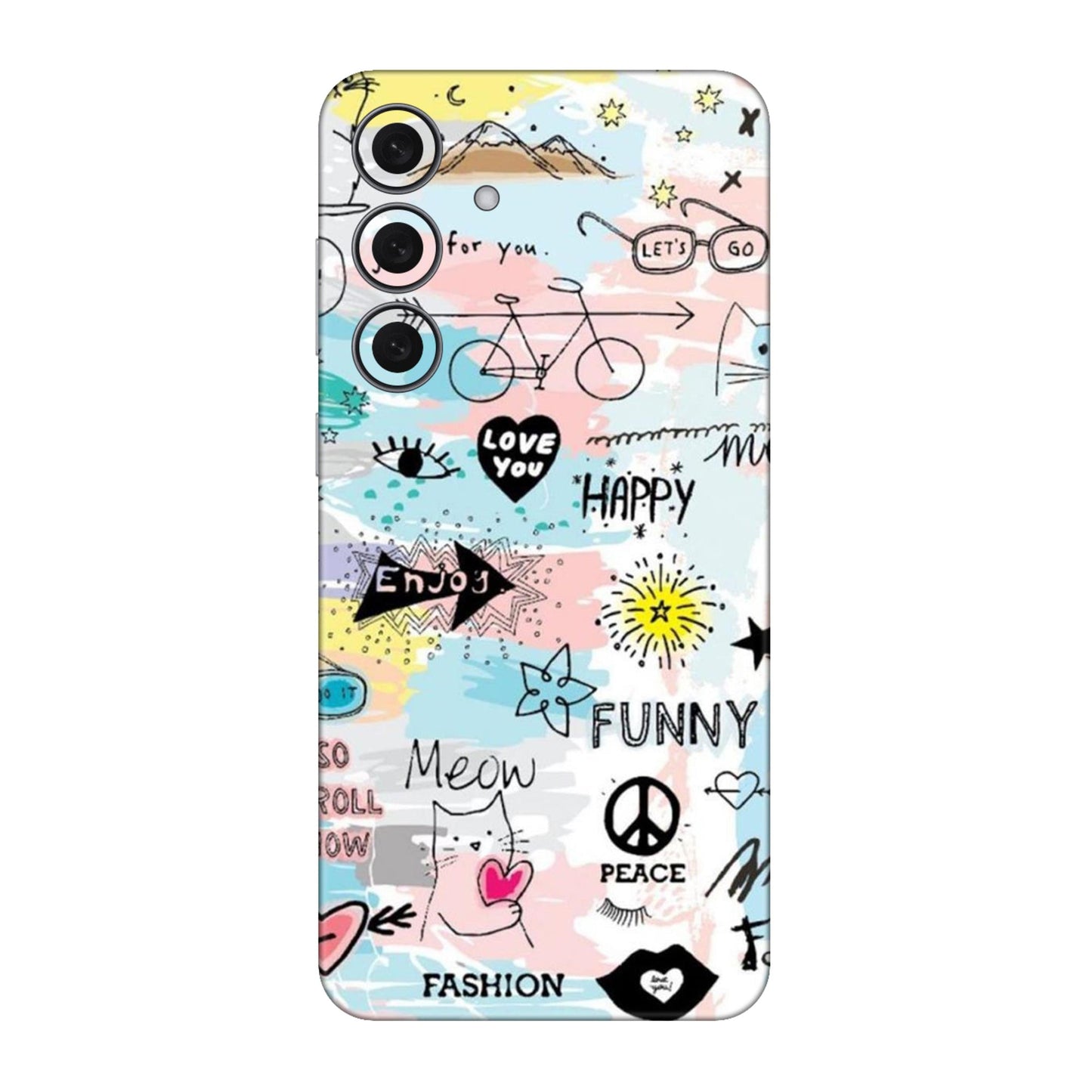 Cat Doodles Pastel Mobile Skin For Samsung Galaxy S25 Fe 5g
