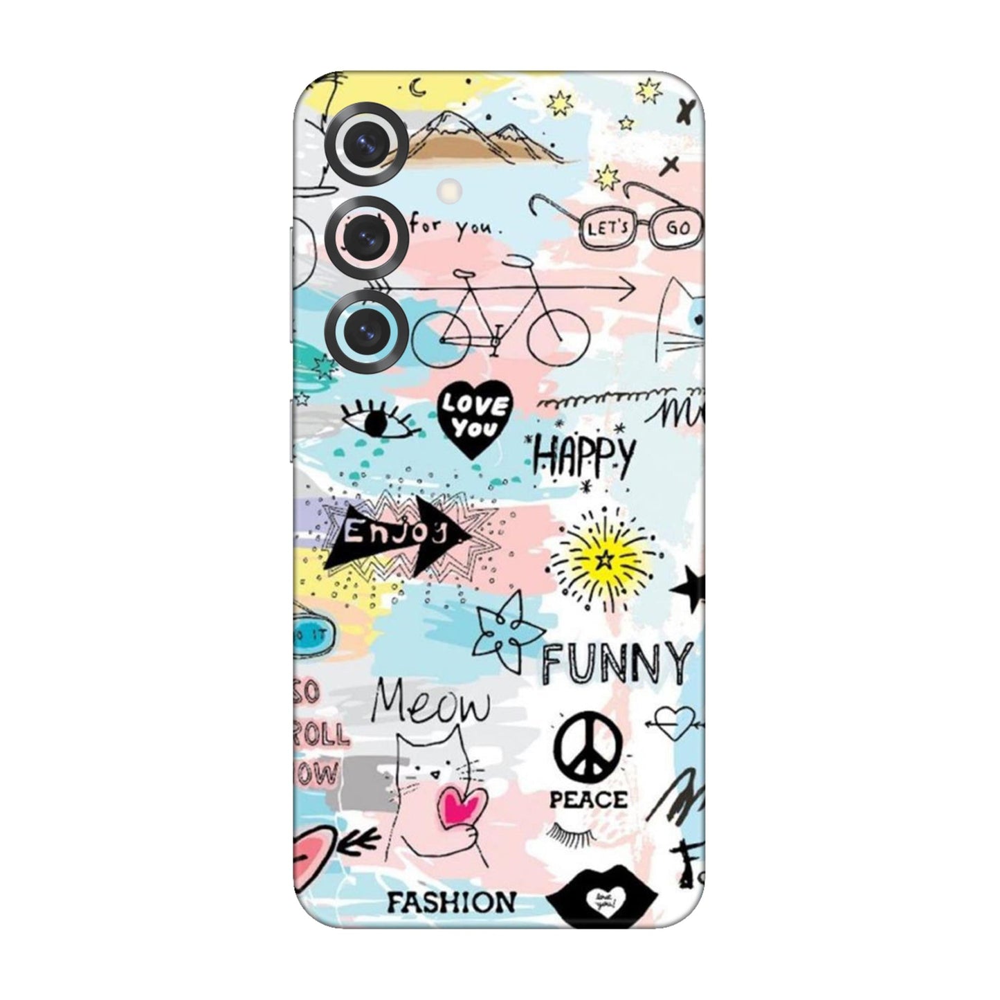 Cat Doodles Pastel Mobile Skin For Samsung Galaxy S25 Plus 5g