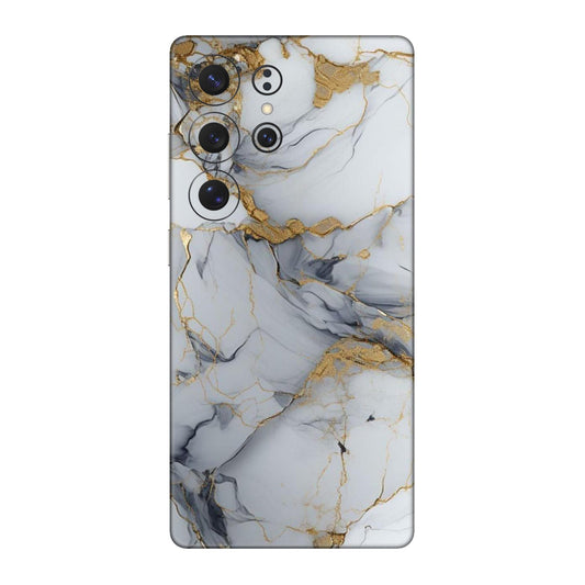 White Gold Luxury Marble Mobile Skin For Samsung Galaxy S25 Ultra 5g