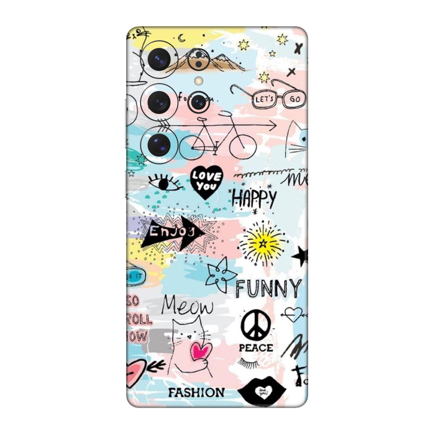 Cat Doodles Pastel Mobile Skin For Samsung Galaxy S25 Ultra 5g