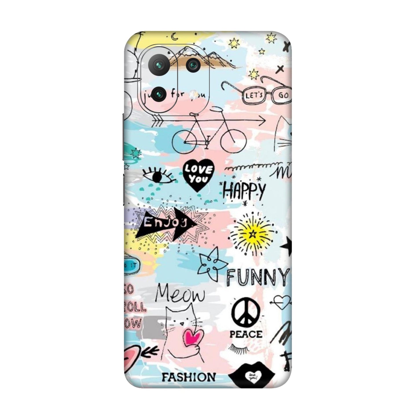 Cat Doodles Pastel Mobile Skin For Xiaomi 11 Lite NE 5g