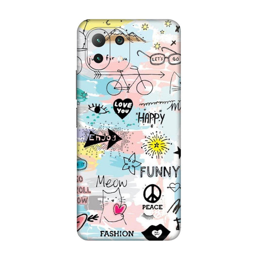 Cat Doodles Pastel Mobile Skin For Xiaomi 11 Lite NE 5g